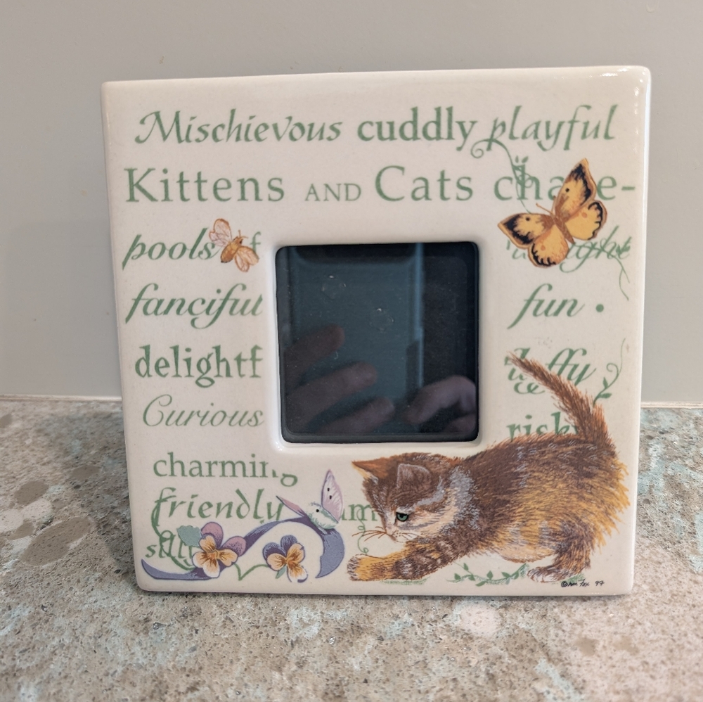 Vintage 1997 Cat Lover Frame with Kitten and Butterfly